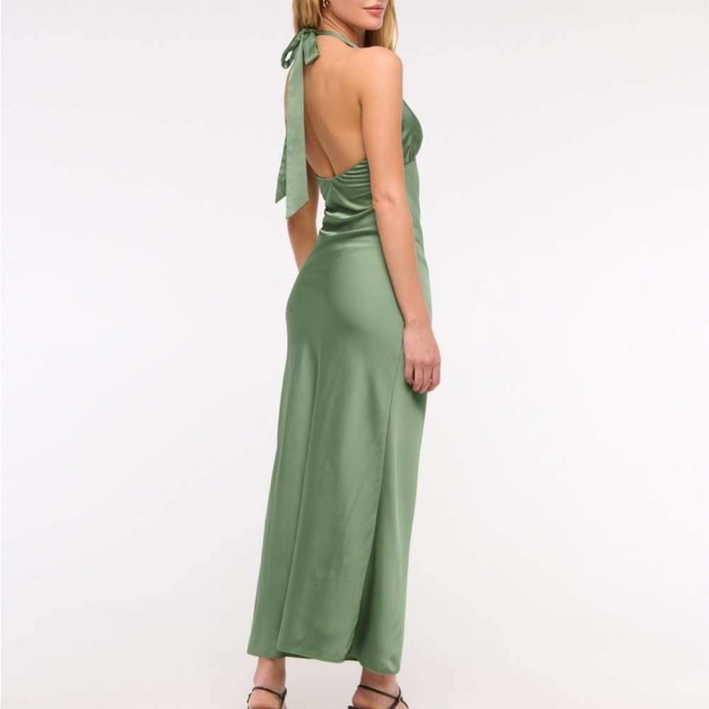 Abercrombie & Fitch Backless Green Satin Dress
